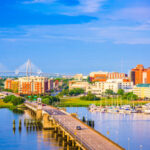 Charleston, South Carolina, USA skyline over the Ashley River.